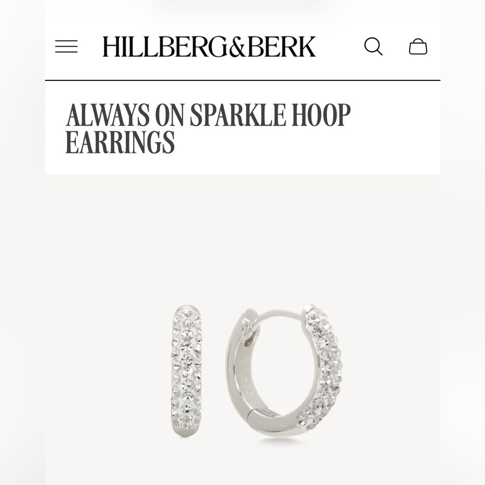 Hillberg & Berk Always on Sparkle Silver Hoop Earrings
